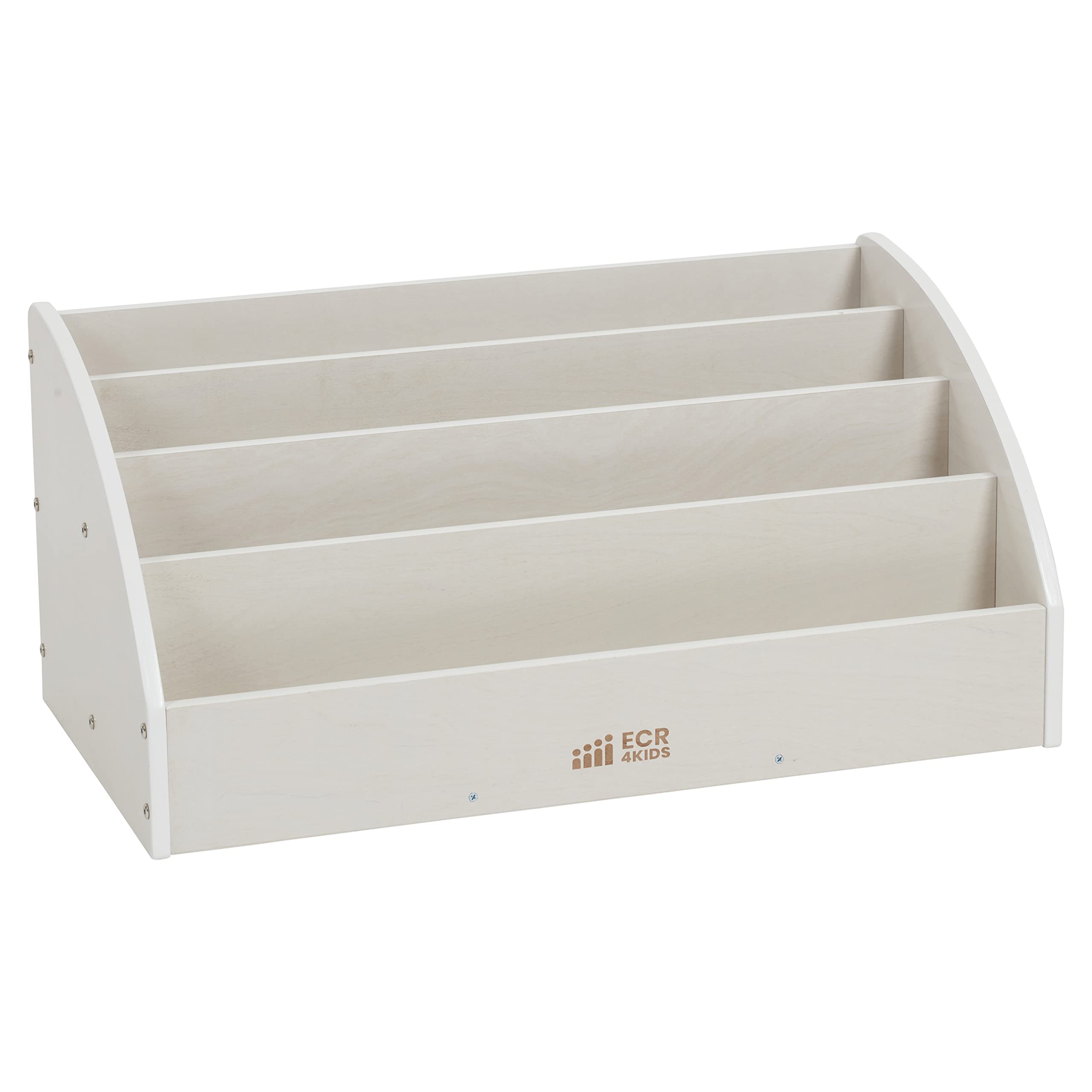 ECR4Kids Toddler Book Display, Beginner Bookshelf, White Wash