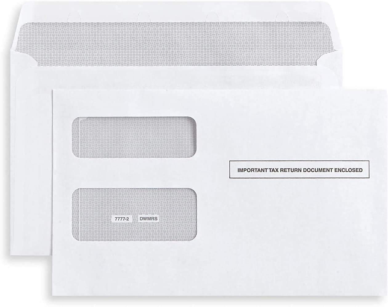 Tax Envelopes Self-Seal For 1099 Misc, 1099-R & Div - Int, Double-Window Security For Quickbooks Or Tax Software - 5 5/8 Inch X