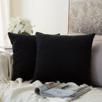 Miulee Pack Of 2 Velvet Pillow Covers Decorative Square Pillowcase Soft Solid Cushion Case For Sofa Bedroom Car 26 X 26 Inch Bla