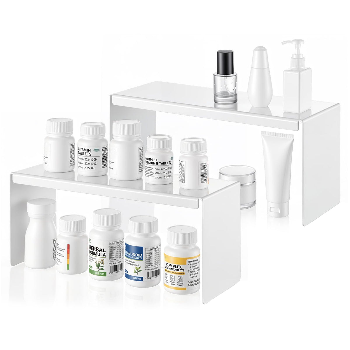 ElaraBerry 2 Pack Small Metal Thin Medicine Cabinet Organizer Shelf, 8.663.943.15 Inch Stackable Storage Stand for Kitchen, 