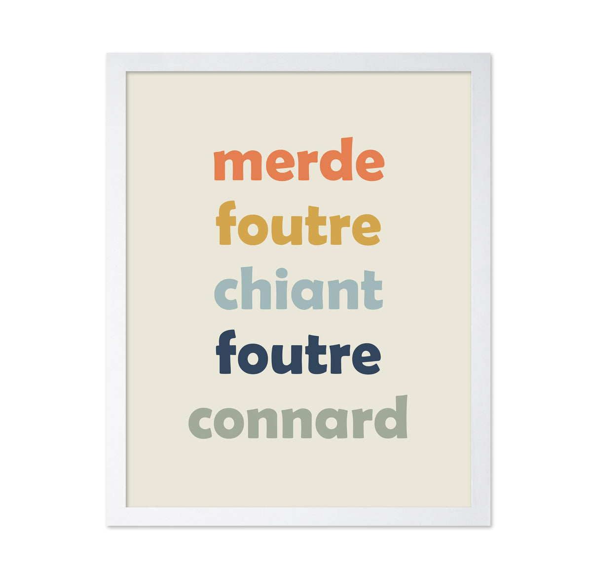 Poster Master French Poster - French Swear Words Print - Merde Art - French Art - Funny Gift for Men, Women - Minimal Wall Decor