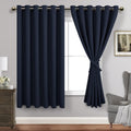 Jiuzhen Navy Blackout Curtains With Tiebacks - Thermal Insulated, Light Blocking And Noise Reducing Grommet Curtains For Bedroom And Living Room, Set Of 2 Window Curtain Panels, 70 X 63 Inch Length
