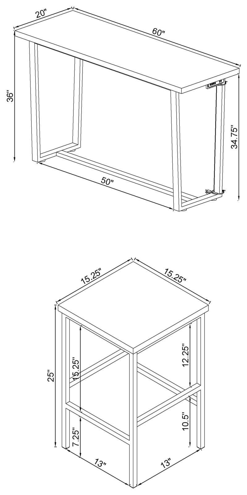 Coaster Furniture Marmot 4-Piece Rectangle Marble Counter Height Set Table White and Chrome 182253