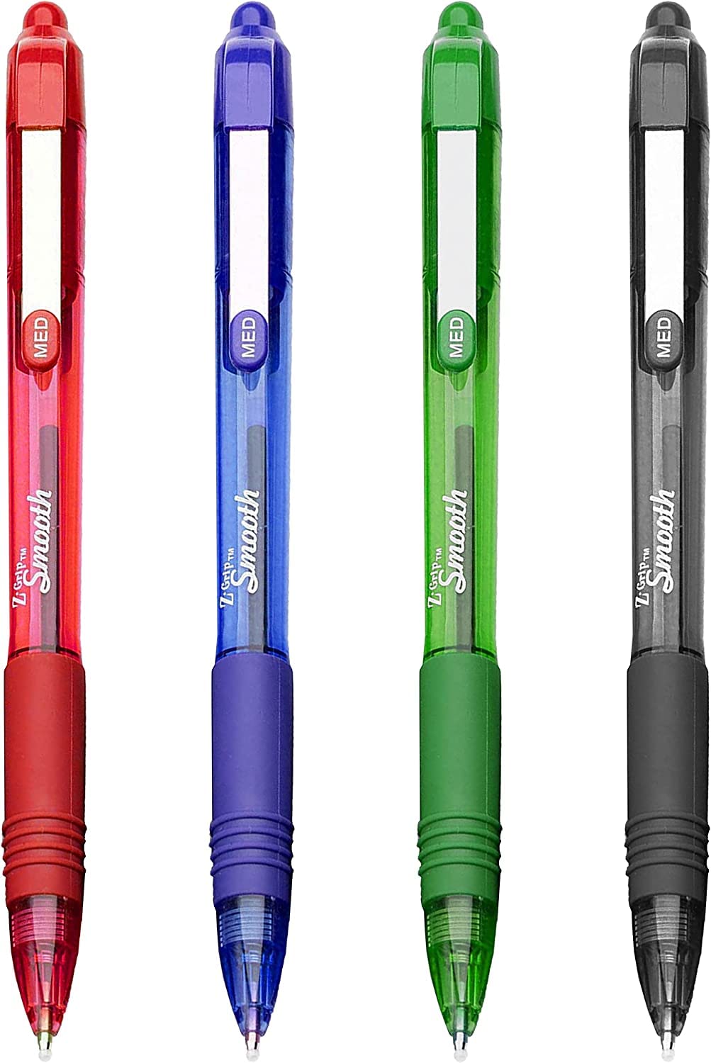 Zebra Z-Grip Smooth - Retractable Ballpoint Pen - Pack Of 4 - Black, Blue, Red And Green