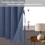 Jiuzhen Blackout Curtains With Tiebacks - Thermal Insulated, Light Blocking And Noise Reducing Grommet Curtain Drapes For Bedroom And Living Room, Set Of 2 Panels, 38 X 45 Inch Length, Dusty Blue