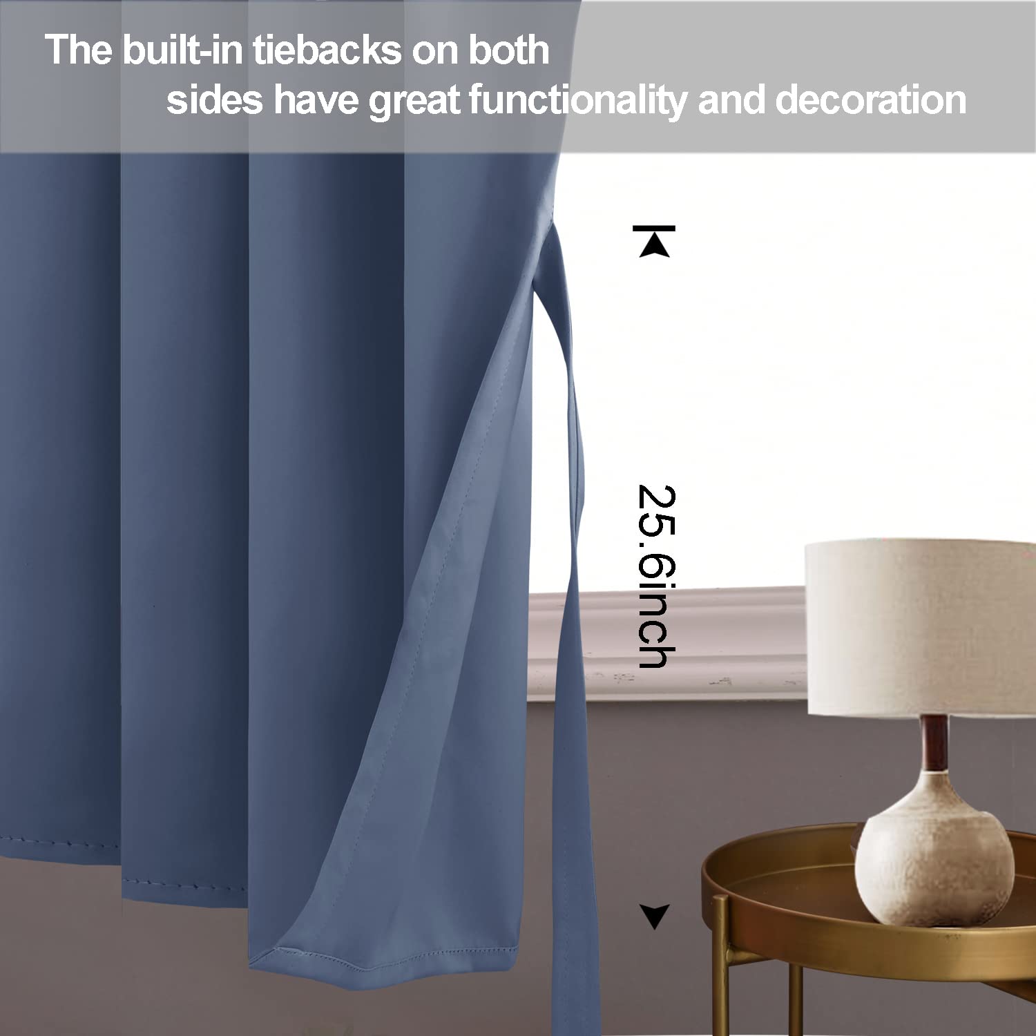 Jiuzhen Blackout Curtains With Tiebacks - Thermal Insulated, Light Blocking And Noise Reducing Grommet Curtain Drapes For Bedroom And Living Room, Set Of 2 Panels, 38 X 45 Inch Length, Dusty Blue