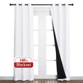 NICETOWN White Blackout Curtains 80 inches Long, 2 Pieces, 37 Wide Each Panel, Full Light Blocking Drapes with Black Liner for N