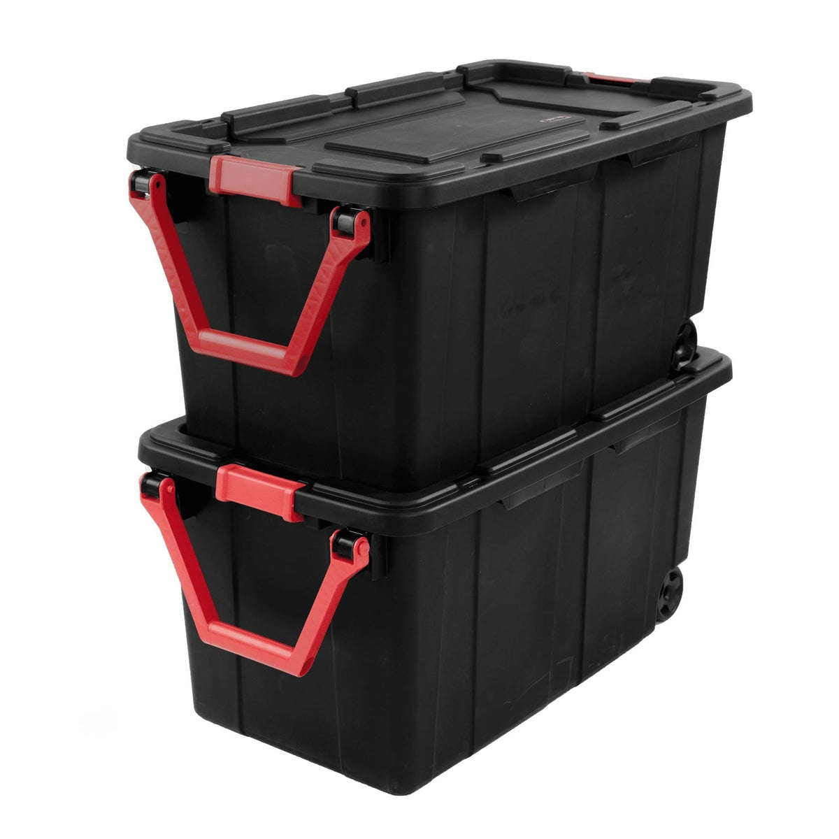 Rossorha Extra Large Storage Bin, 40 Gallon Wheeled Plastic Storage Container with Handle, Black, Pack of 2