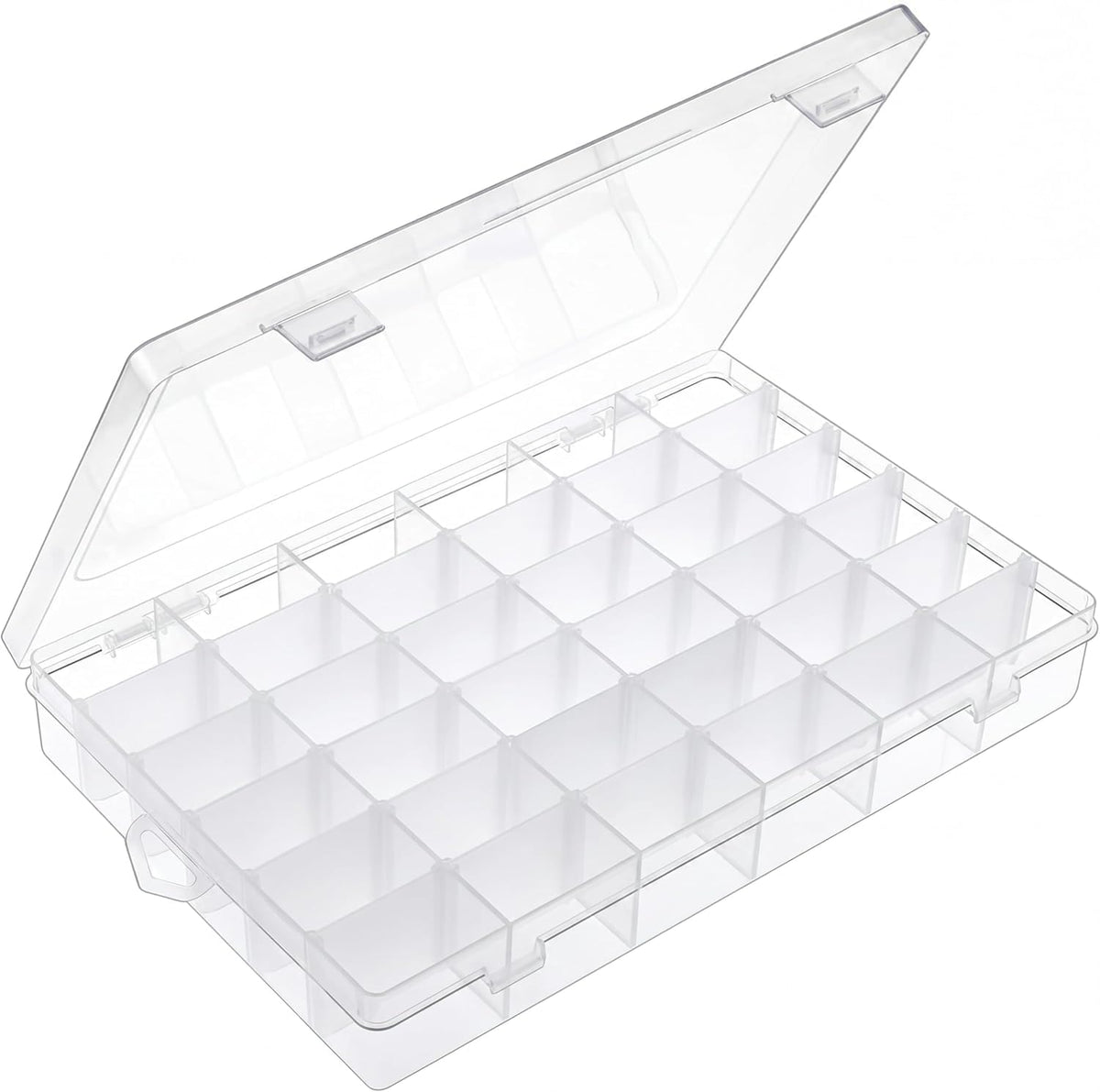 PALLVERA 36 Grid Cells Multipurpose Clear jewellery organisers box Transparent Plastic Storage organizer storage box with Remova