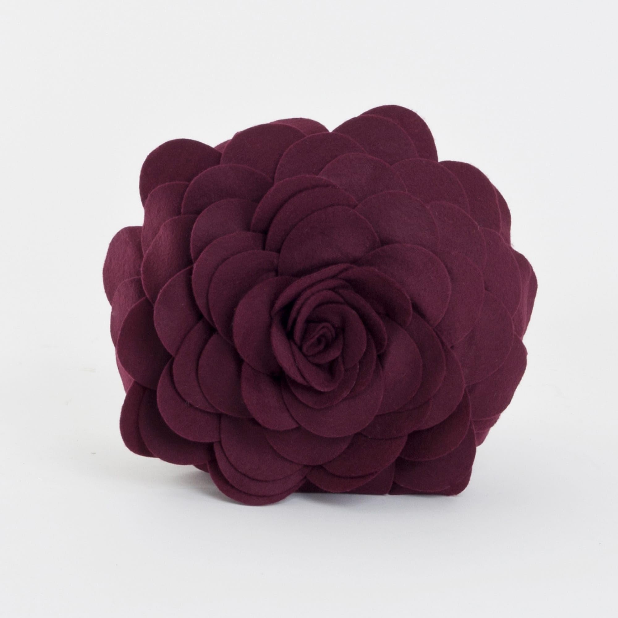 Saro Lifestyle Flower Design Poly Filled Throw Pillow, Wine, 13'