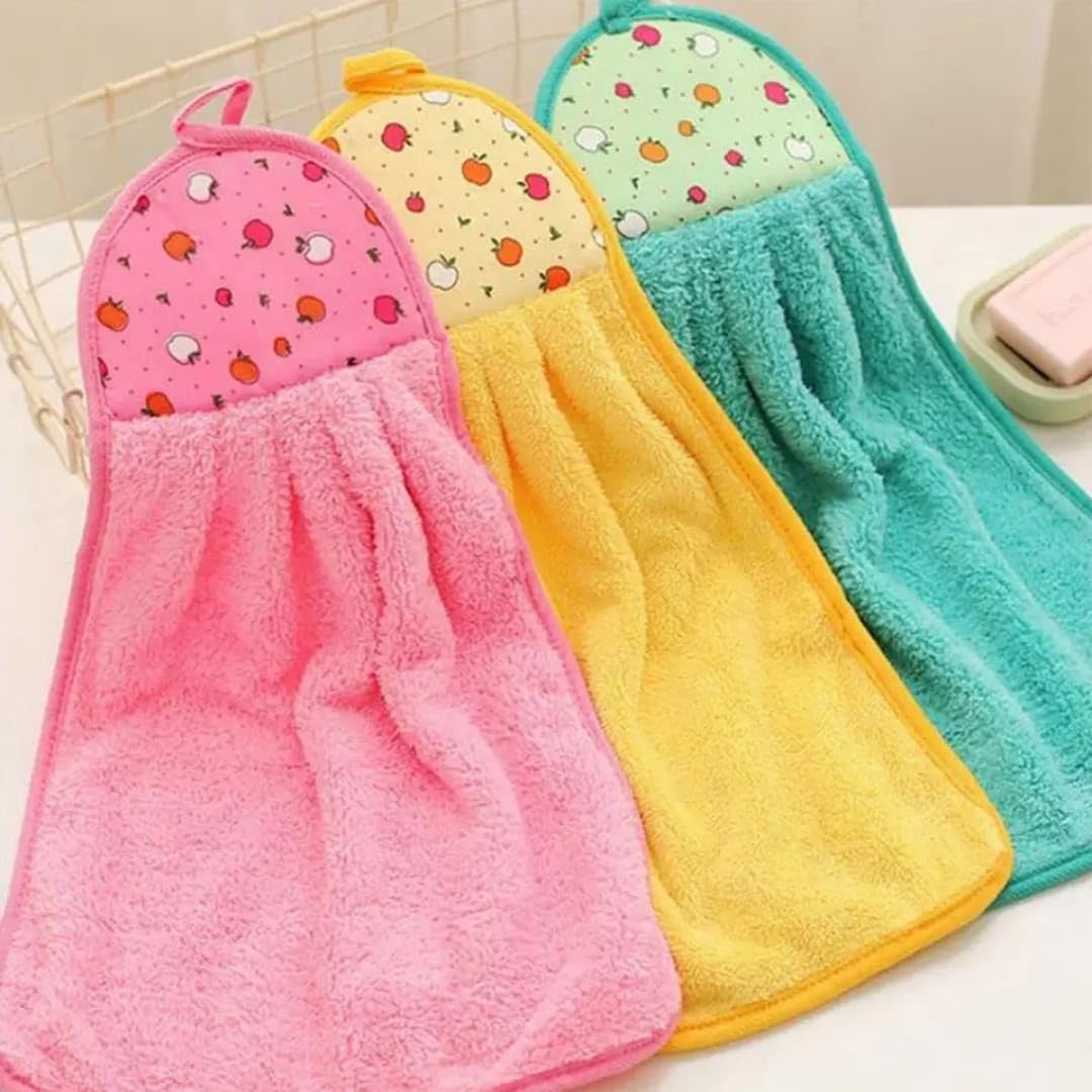 Ally Vinny Hanging Hand Towel/Napkin With Ties For Kitchen/Wash Basin | Pack Of 3 | (44X24Cm)  Multicolour