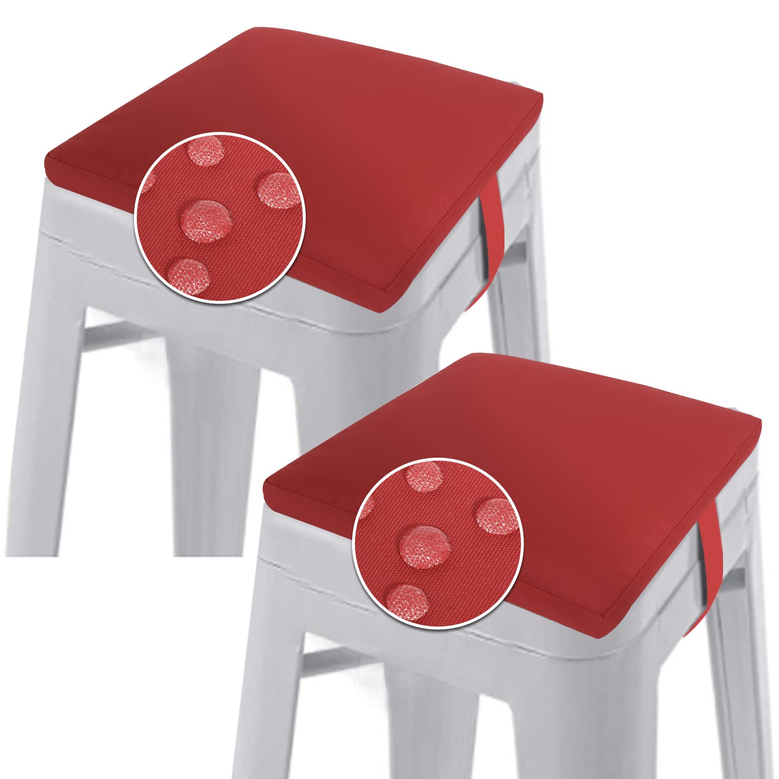 Gueglsa Outdoor Bar Stool Cushions Square 14 Inch,Non Slip Square Seat Pad With Ties 14X14In,Waterproof Chair Cushions For Bar S