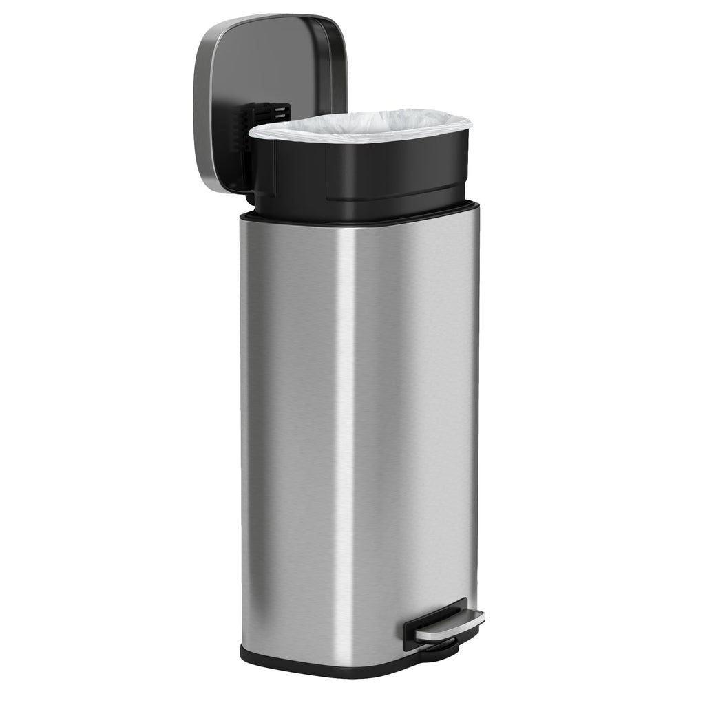 Itouchless Softstep 8 Gallon Stainless Steel With Deodorizer Filter System & Inner Bucket, 30 Liter Foot Pedal Garbage Bin For O