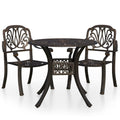 vidaXL 3 Piece Outdoor Bistro Set  Round Coffee Table & 2 Chairs  Cast Aluminum  WeatherResistant  Bronze