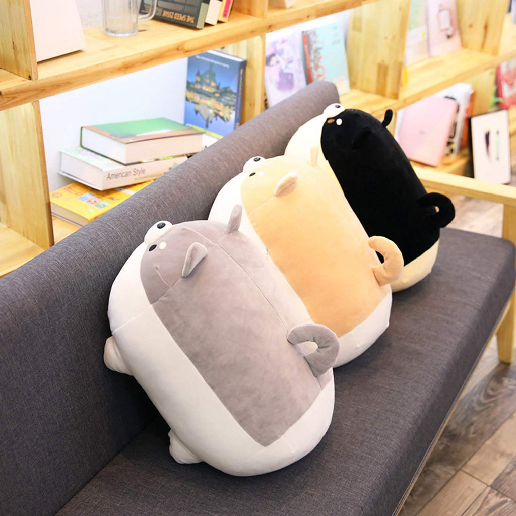 EHOTONG Shiba Inu Plush Pillow, 11.8in Black Corgi Stuffed Animal Hug Toy for Kids