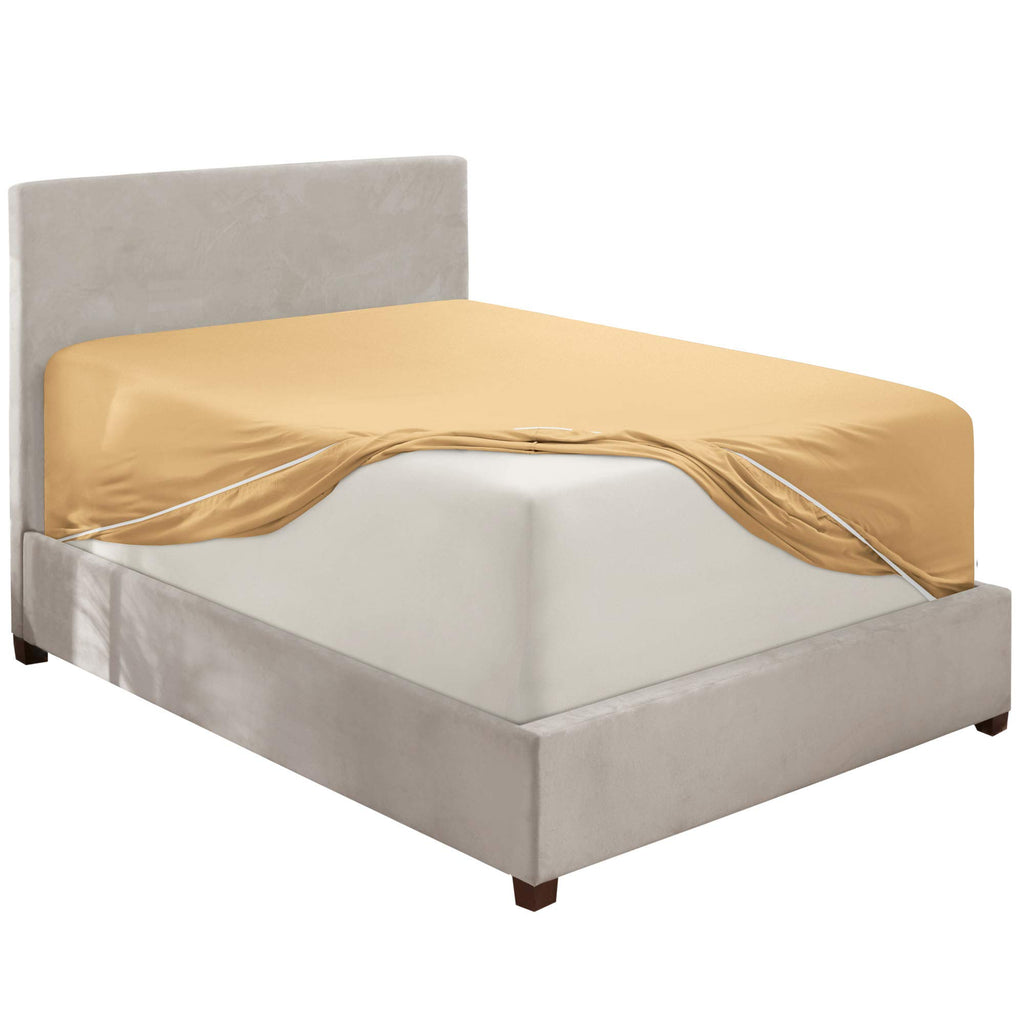 Nestl Extra Deep Pocket King Fitted Sheet, Camel Gold Fitted Sheet King Size, 1800 Microfiber King Fitted Sheet Only, Soft King Bed Fitted Sheet Fits Up To 24 Inch Mattress - King Size Fitted Sheets