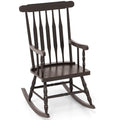 Giantex Outdoor Wood Rocking Chair - Patio Rocking Chair With Solid Rubber Wood Frame, Slat Back, Outside & Indoor Rocker For Garden, Poolside, Balcony, Backyard, Lawn, Front Porch Rocker, Dark Coffee