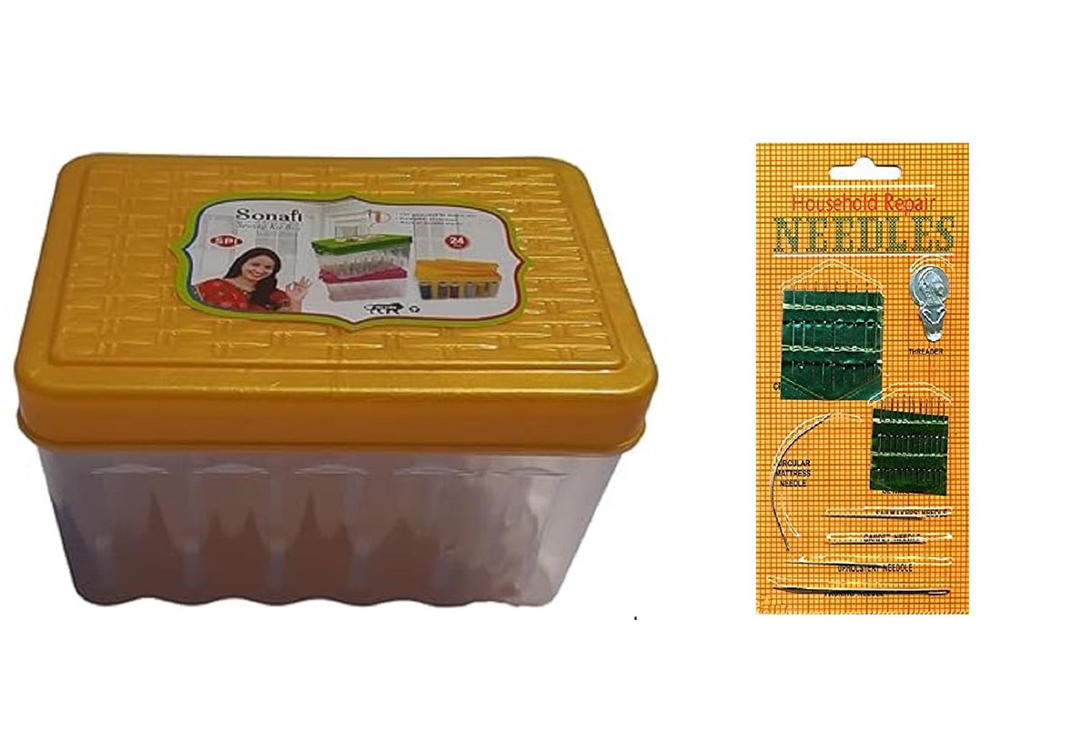 Alokaa 24 Reels Storage Sewing Supplies Organizer Rectangular Tailoring Accessories Box With 27 Needle Set Free Thread Storage N