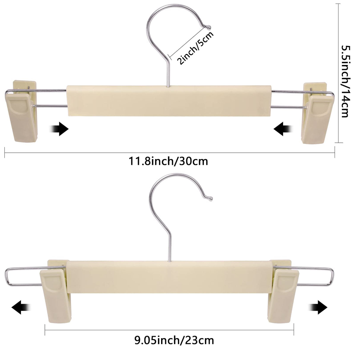 Pants Hangers With Clips Skirt Hangers For Women Plastic Clip Hangers For Pants Clothes Hangers (50Pack, Khaki)