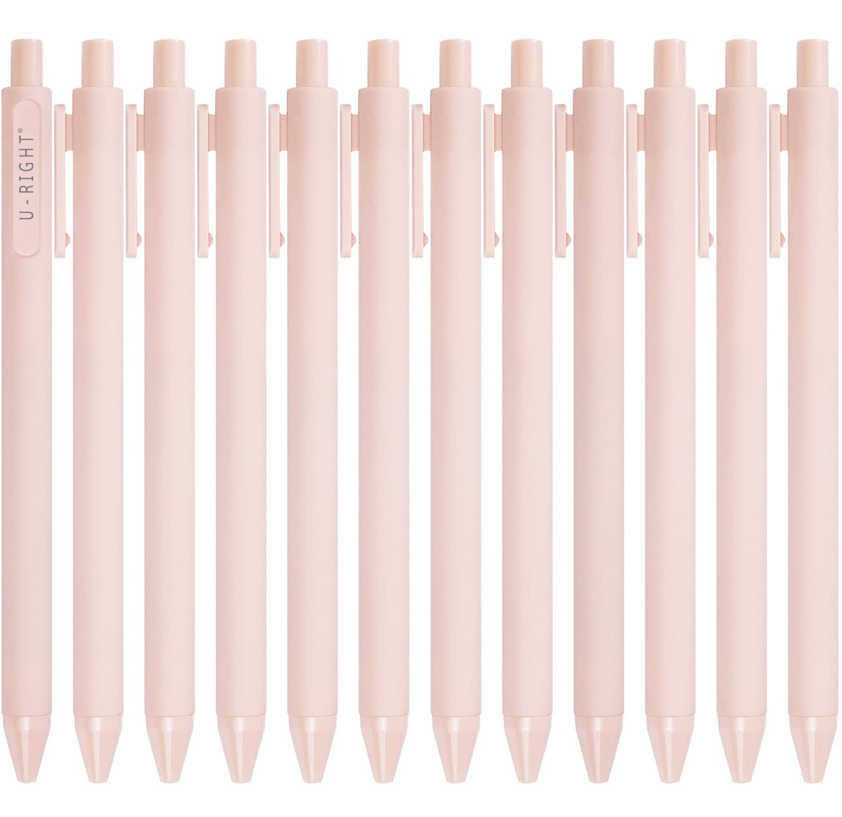 U-Right 12 Pcs Gel Ink Pens Black Ink 0.5 Mm Fine Point Smooth Writing Cute Pens For Office School (Pale Dogwood)