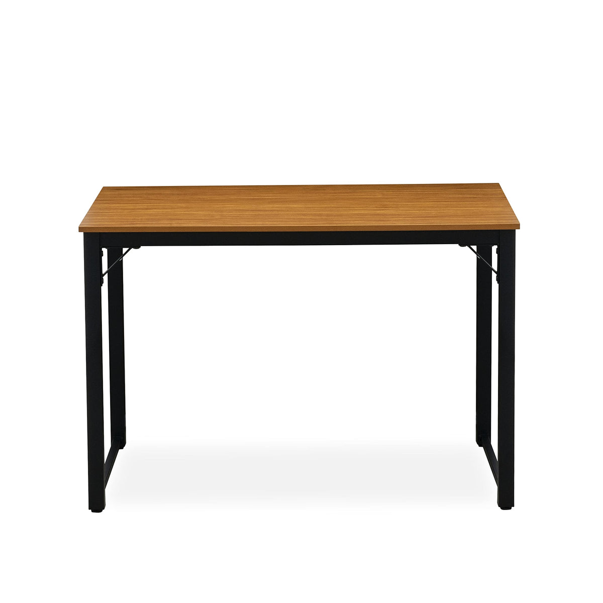 East West Furniture Parmer 3 Piece Metal Frame Dining Set for Small Spaces Contains a Rectangle Table and 2 Benches, 43x28x30 Inch, Black Top and Brown Wood