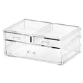 Cq Acrylic 1 Pack Clear Stackable Storage Drawers For Vanity,Stackable 3 Drawers Desktop Organizer With Drawers,Cute Desk Storag