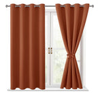 Hiasan Fall Blackout Curtains For Bedroom - Thermal Insulated & Energy Saving Window Curtains For Living Room/Kids Room Home Decor, 2 Drape Panels Sewn With Tiebacks, Burnt Ochre, 52 X 54 Inch