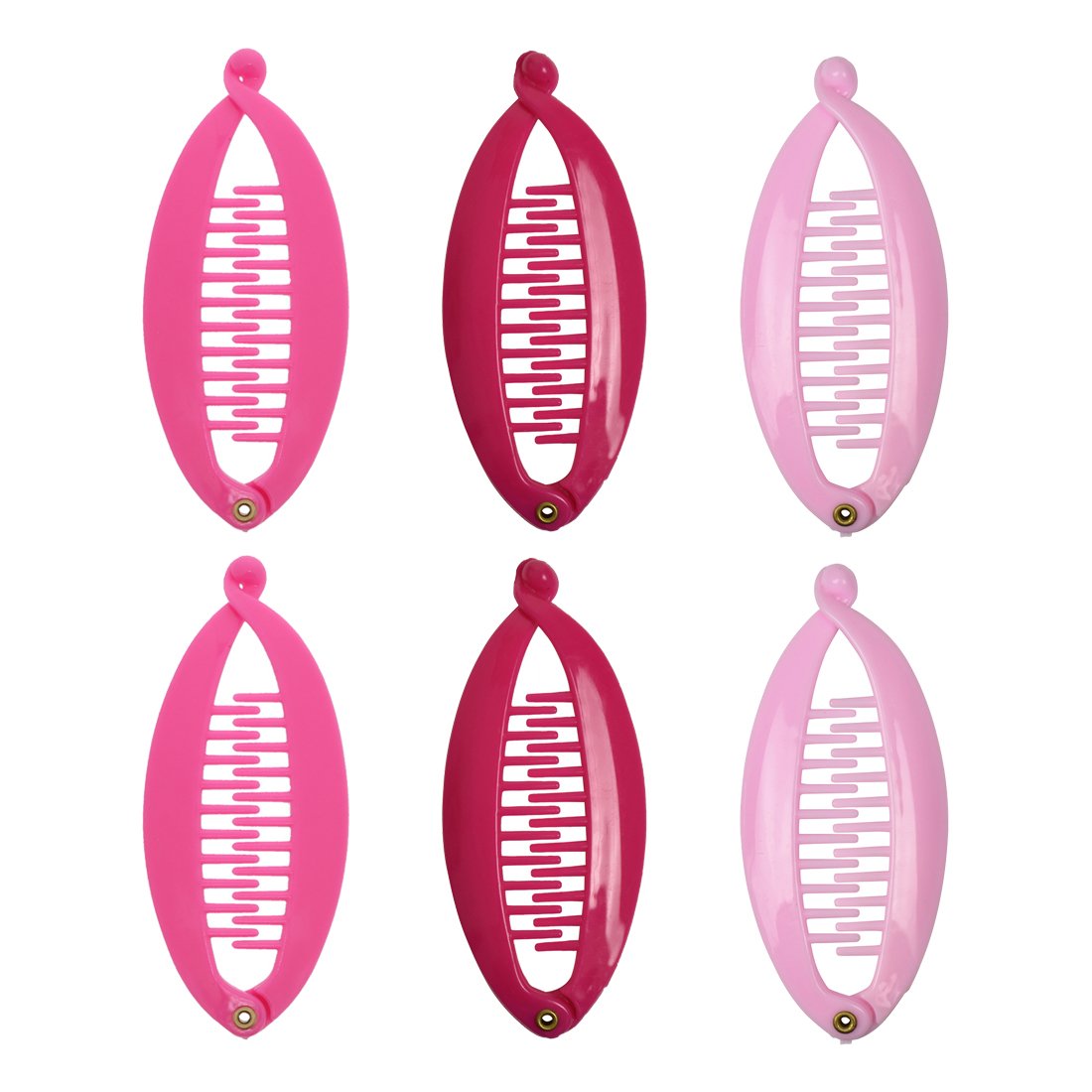 Set Of 6 Mini Banana Clips - Three Pinks