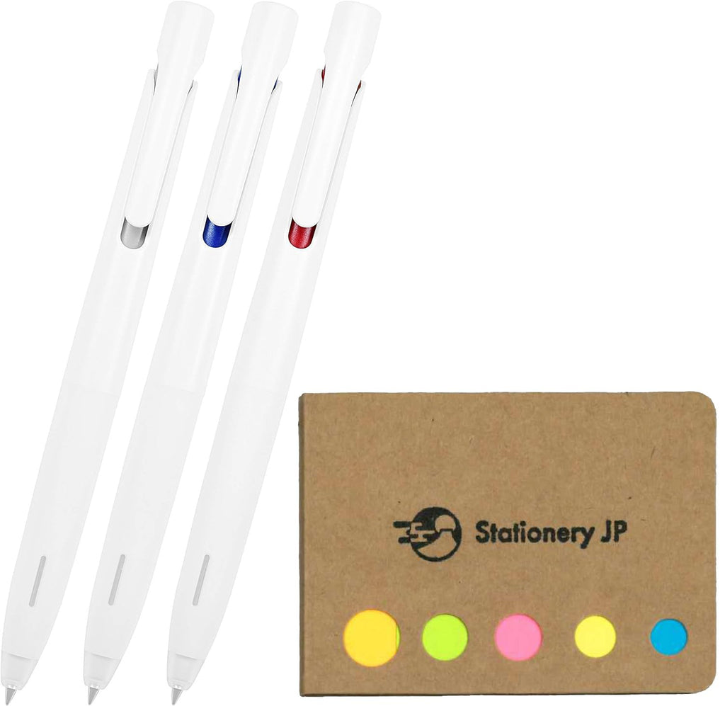 Zebra Blen Retractable Ballpoint Pen, Bold Point 0.7Mm, White Body, 3 Colors Ink, Sticky Notes Value Set