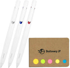 Zebra Blen Retractable Ballpoint Pen, Bold Point 0.7Mm, White Body, 3 Colors Ink, Sticky Notes Value Set