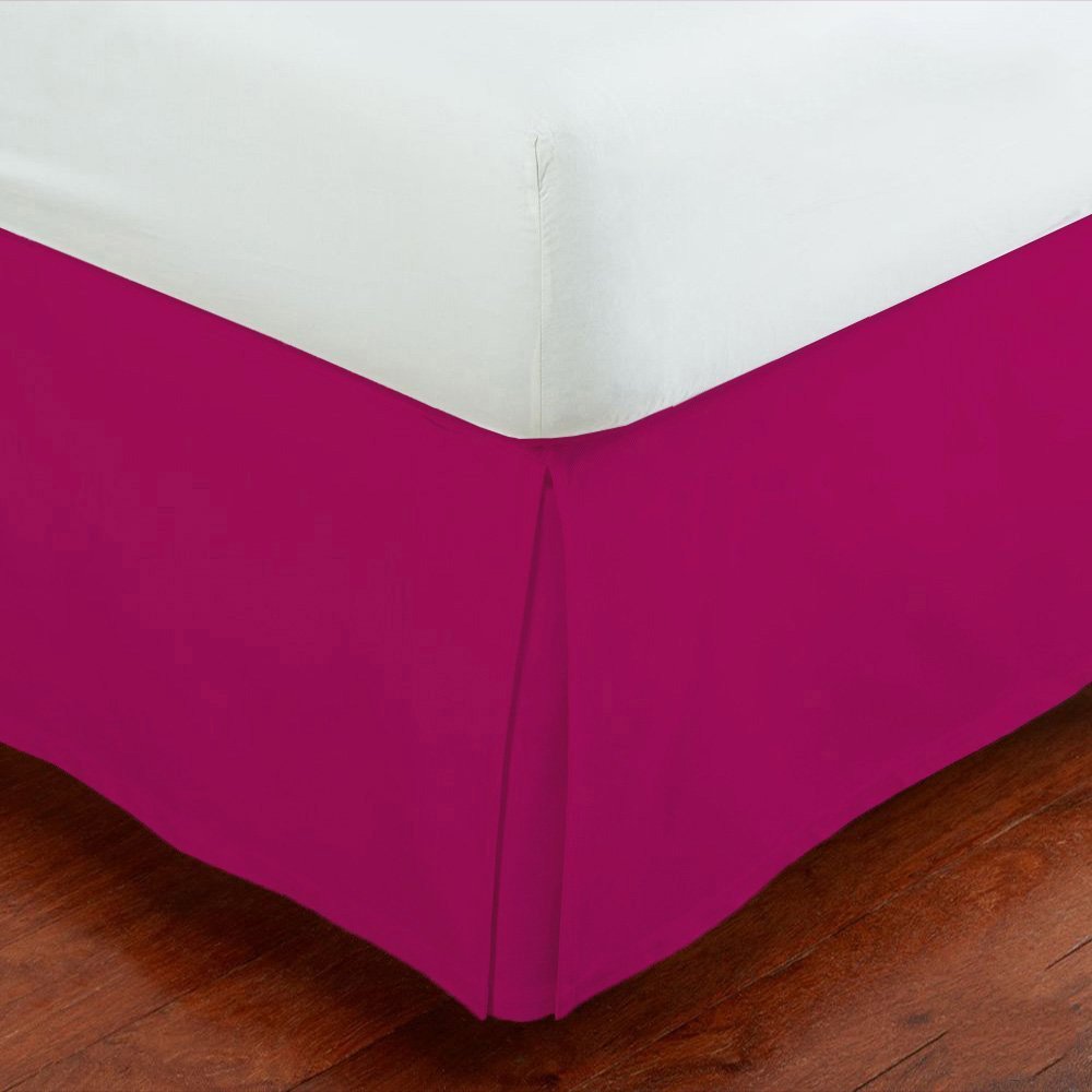 Fancy Collection Easy Care Bed Skirt Pleated Microfiber 14 Inch Drop Bed Skirt Solid New (Hot Pink, Twin)