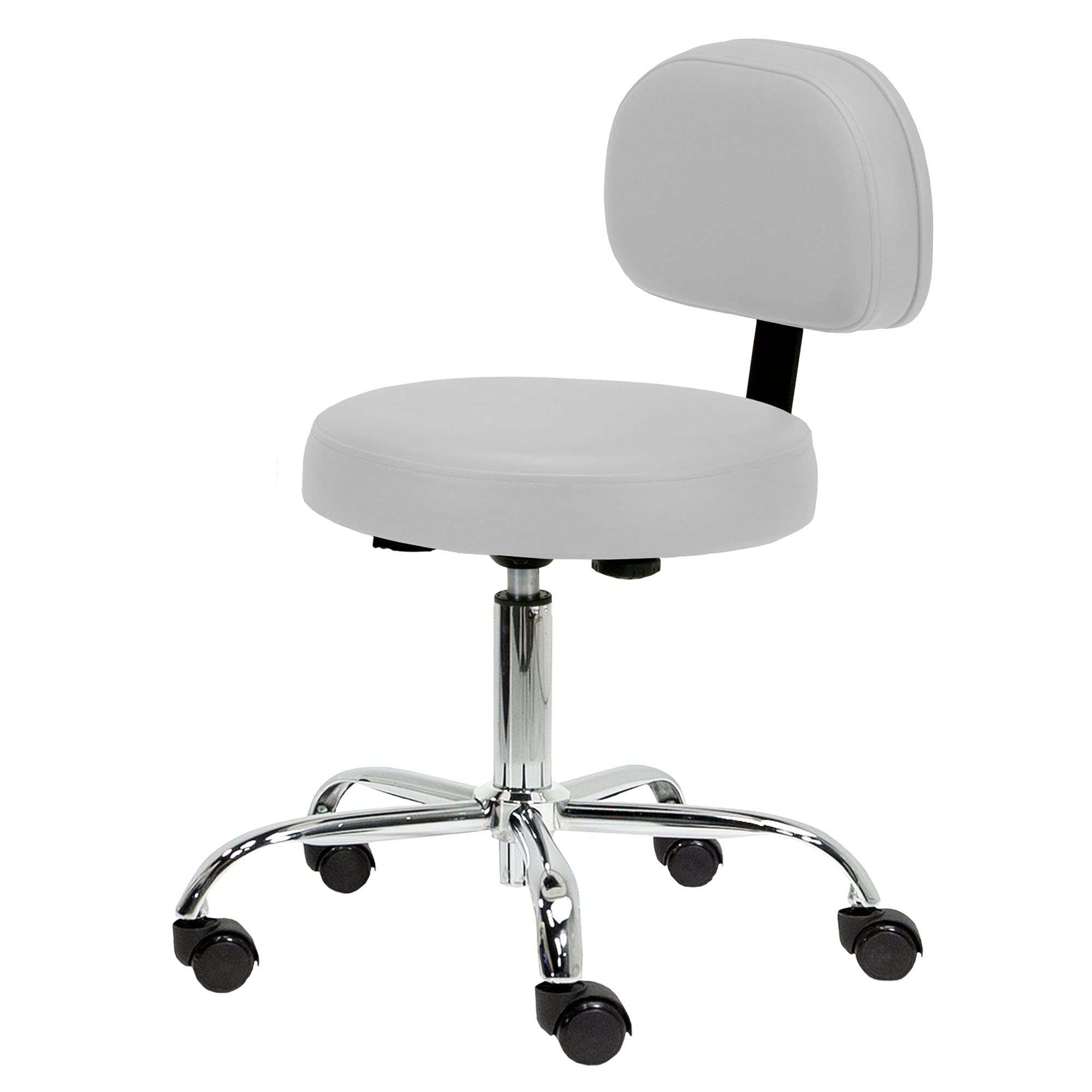 EARTHLITE Pneumatic Massage Rolling Stool with Backrest - No Leaking (vs. Hydraulic), Adjustable, CFC-Fre / Salon Medical Spa Fa