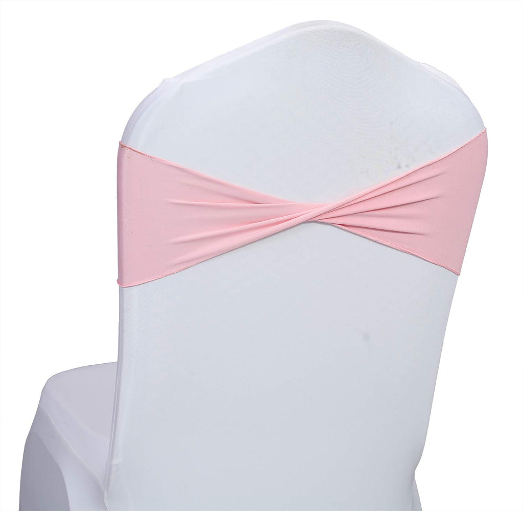 Mds Pack Of 25 Spandex Chair Sashes Bow Sash Elastic Chair Bands Ties Without Buckle For Wedding And Events Decoration Spandex Slider Sashes Bow - Blush Pink