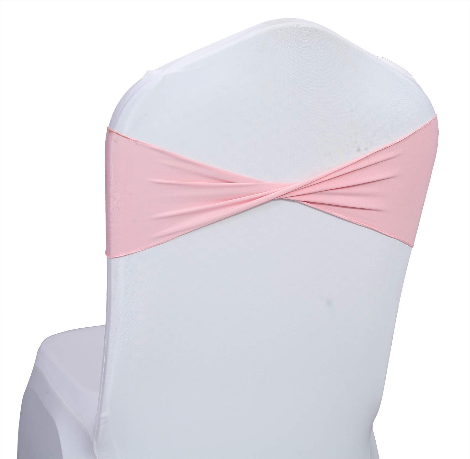 Mds Pack Of 25 Spandex Chair Sashes Bow Sash Elastic Chair Bands Ties Without Buckle For Wedding And Events Decoration Spandex Slider Sashes Bow - Blush Pink