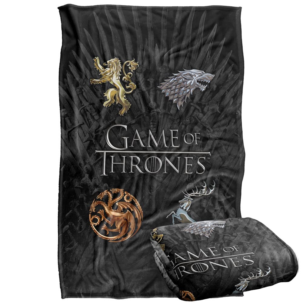 Game Of Thrones Blanket, 36'X58', Chrome House Sigils, Silky Touch Super Soft Throw Blanket