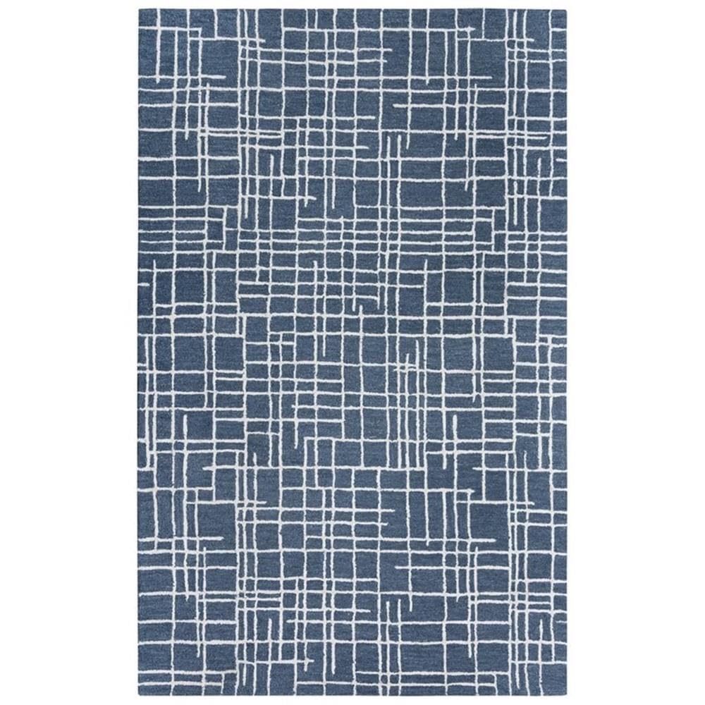 Classic 5' X 7'6" Geometric Blue/Blue Hand Tufted Area Rug