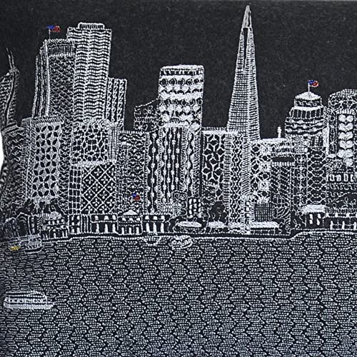 HomeRoots Grey 24' Black San Francisco Nighttime Skyline Lumbar Decorative Pillow