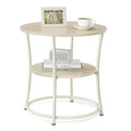 Vasagle Side Table, Round End Table With 2 Storage Shelves For Living Room, Bedroom, Nightstand With Steel Frame For Small Spaces, Accent Coffee Table, Natural Beige