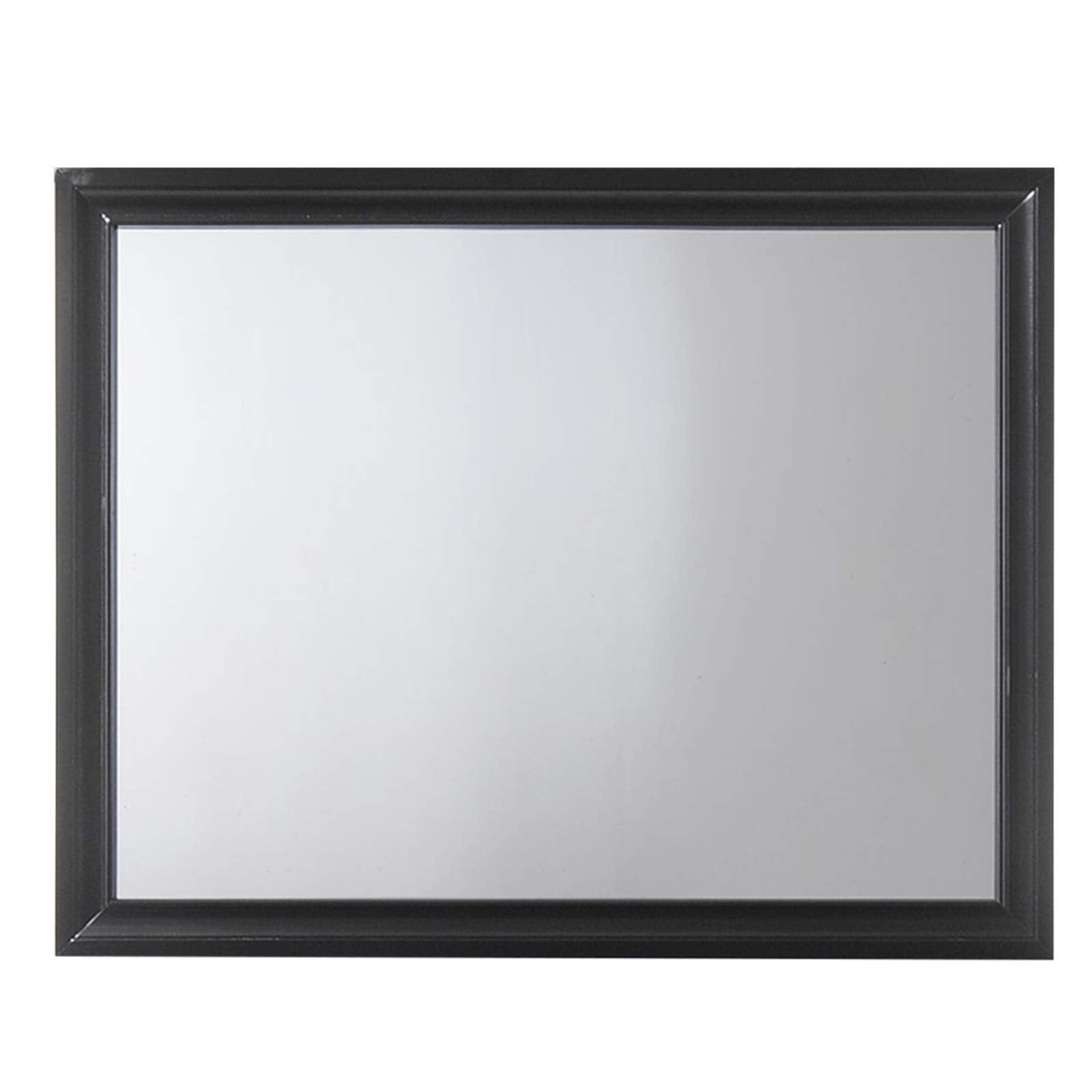 Benjara Contemporary Style Wooden Mirror with Raised Frame, Black