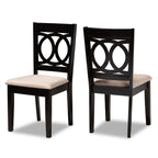 Baxton Studio Lenoir Contemporary Fabric Dining Chair, Sand Brown and Espresso, 2/Pack (162-2P-10523-HT)