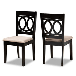 Baxton Studio Lenoir Contemporary Fabric Dining Chair, Sand Brown and Espresso, 2/Pack (162-2P-10523-HT)