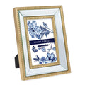 Laura Ashley 4x6 Gold Mirror Bead Picture Frame, Classic Mirrored Frame with Beaded Border, Wall-Mountable, Made for Tabletop Di