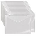 Wiekyze Poly Envelope 12 Pcs Document Envelopes With Snap Button Quality Clear Document Folder For A4 Size (Clear)