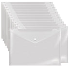 Wiekyze Poly Envelope 12 Pcs Document Envelopes With Snap Button Quality Clear Document Folder For A4 Size (Clear)