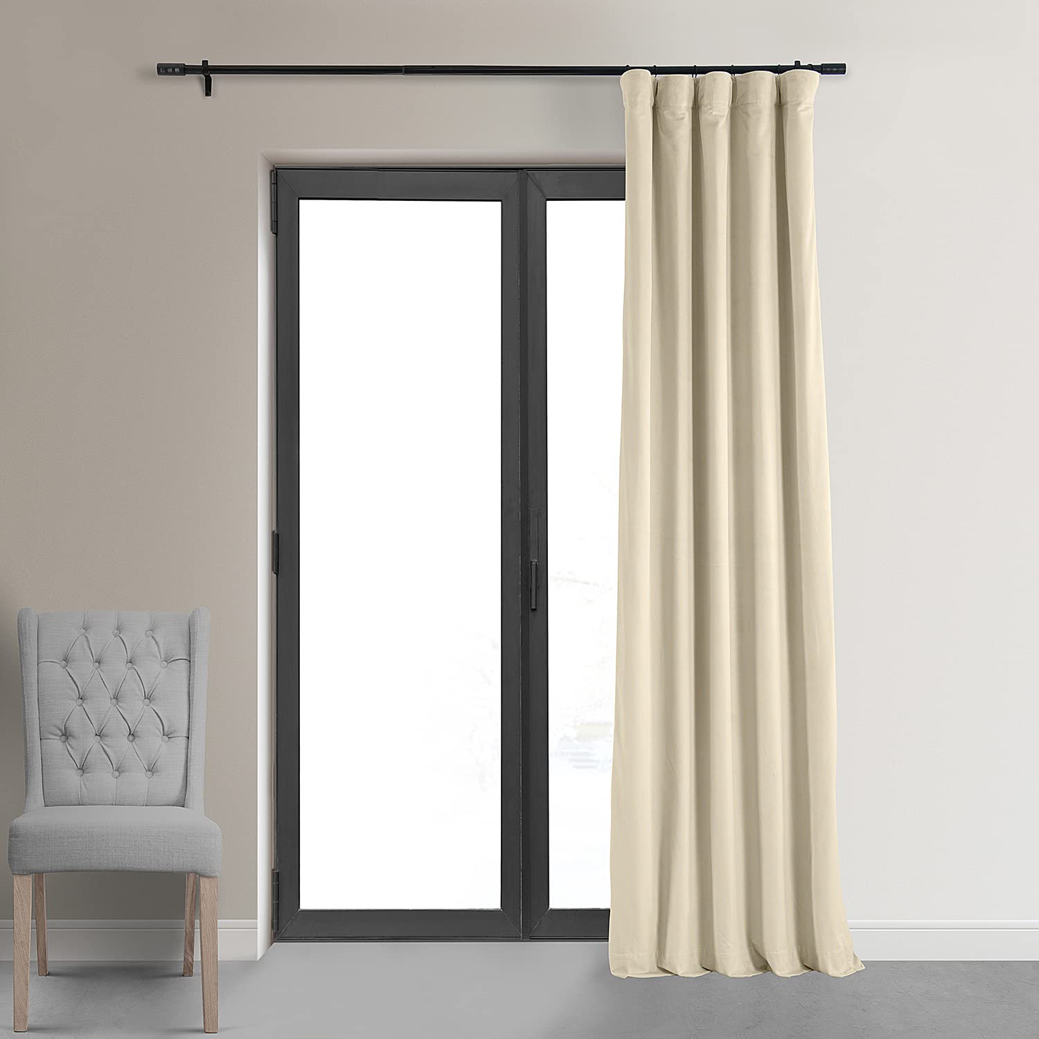 Hpd Half Price Drapes Signature Velvet Thermal Blackout Curtains For Living Room 120 Inch Long (1 Panel) Rod Pocket Insulated Blackout Curtains For Bedroom Window Curtains, 50W X 120L, Alabaster Beige