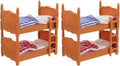 TOPPERFUN 2Pcs Dollhouse Double Bed, 4in Mini Bunk Bed, PVC Miniature Dollhouse Decorative Accessories for Mini Landscape