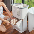 Bretoes Removable Laundry Basket Classification Thickened Storage Rack Household Storage Bucket White