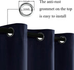 Jiuzhen Navy Blackout Curtains With Tiebacks - Thermal Insulated, Light Blocking And Noise Reducing Grommet Curtains For Bedroom And Living Room, Set Of 2 Window Curtain Panels, 70 X 63 Inch Length