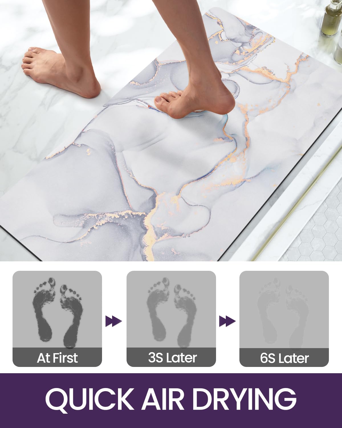 Dexi Bath Mat Rugs Bathroom Floor Mat Super Absorbent Ultra Thin Low Profile Non Slip Quick Dry Washable Carpet For Sink Shower