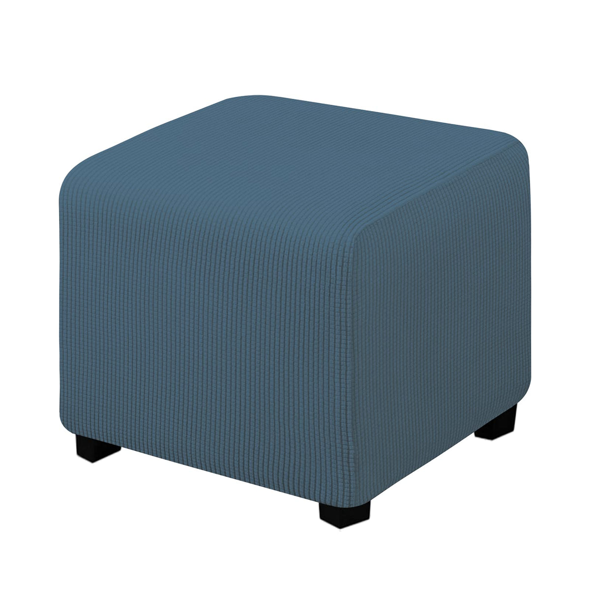 Easy-Going Stretch Ottoman Cover Folding Storage Stool Furniture Protector Soft Rectangle Slipcover With Elastic Bottom (X-Small,Bluestone)
